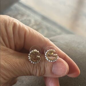 Gold and Pearl Stud Earrings